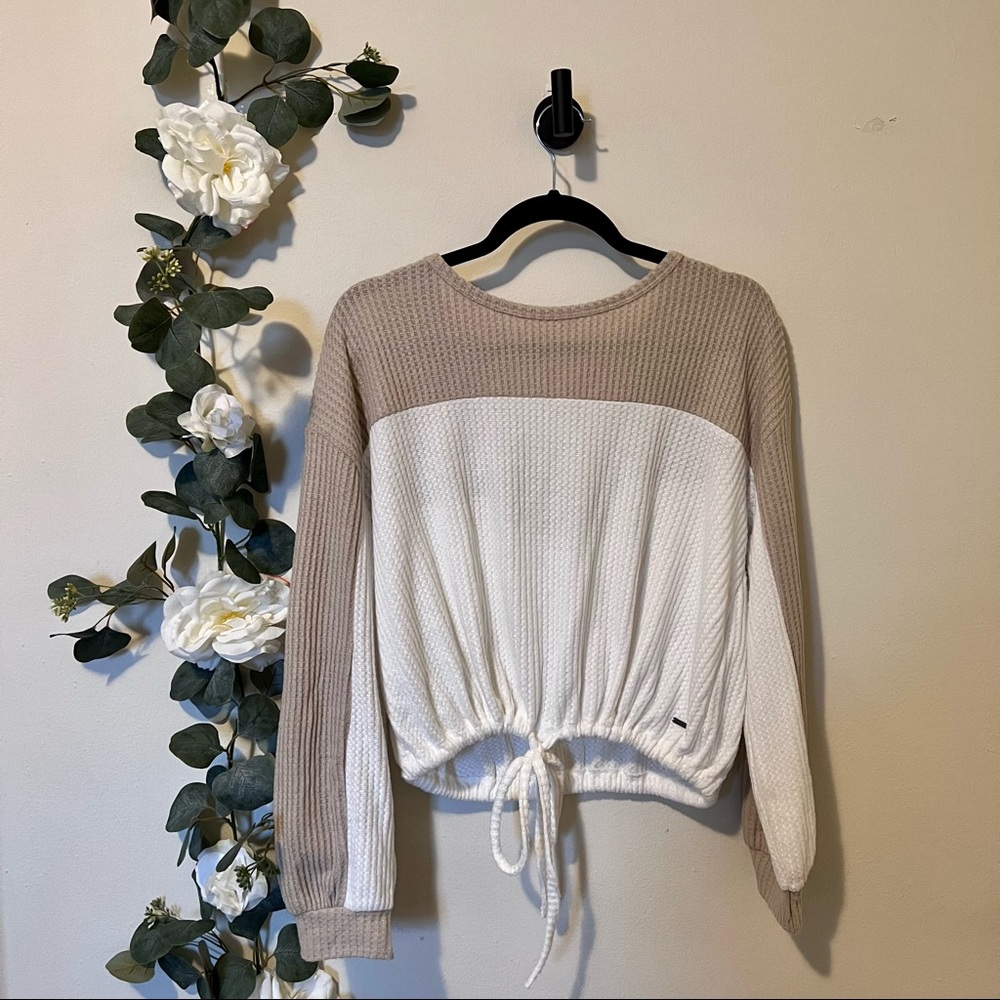 NWT Hollister Waffle Knit Sweater with Tie Front & Open Back